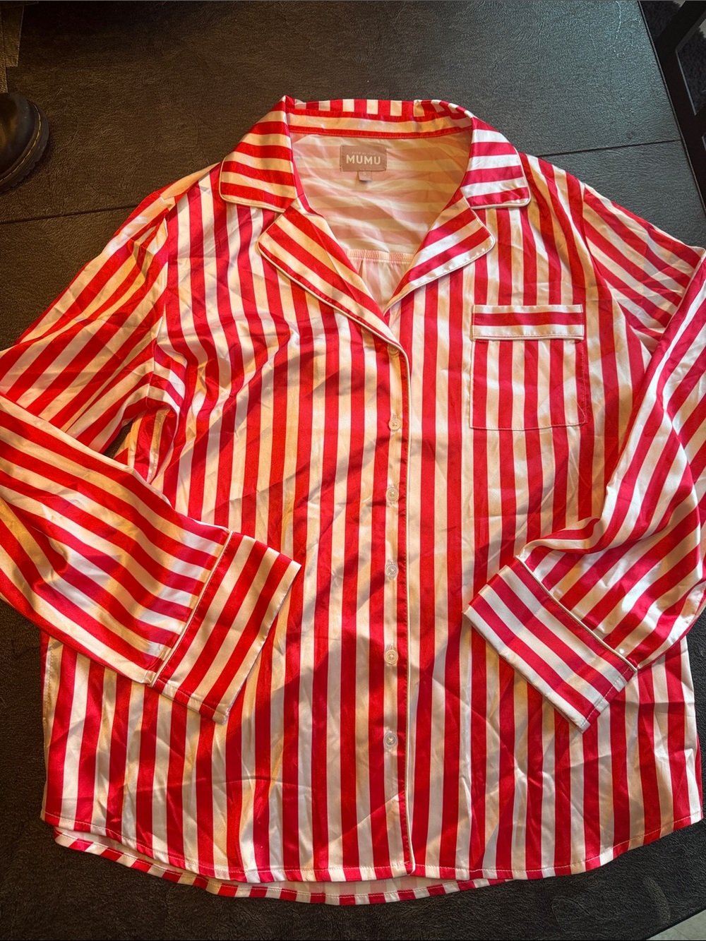 Show Me Your Mumu Red & White Striped Button-Up Shirt Small